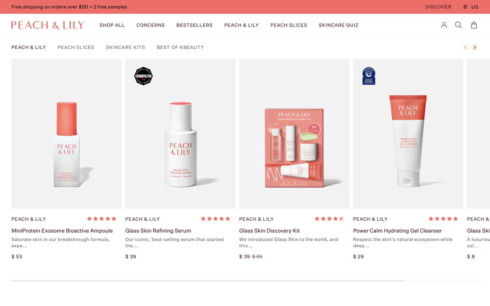 Peach & Lily website