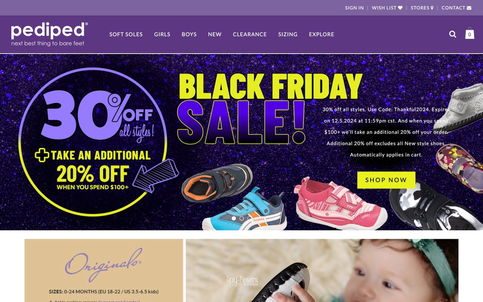 pediped Footwear website
