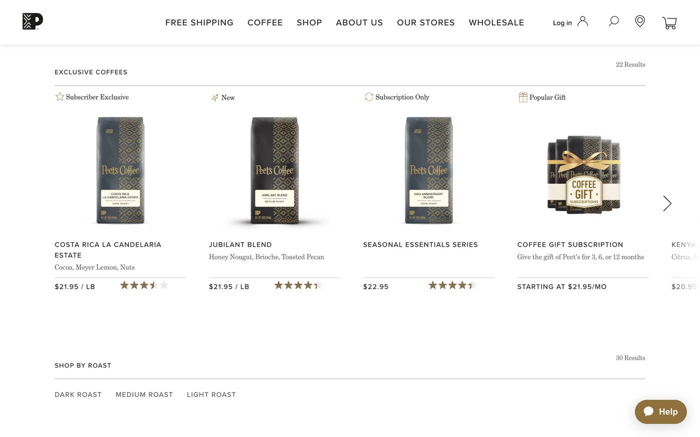 Peet's Coffee screenshot