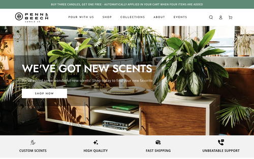 Penn & Beech Candle Co. website screenshot