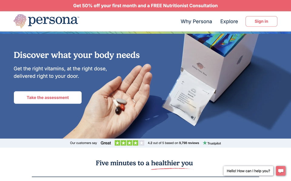 Persona Nutrition website