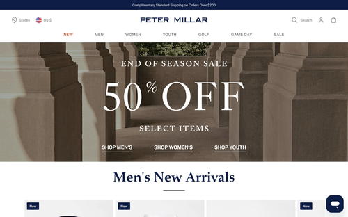 Peter Millar website screenshot