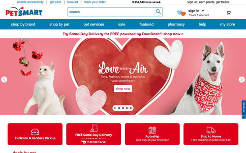 PetSmart website screenshot