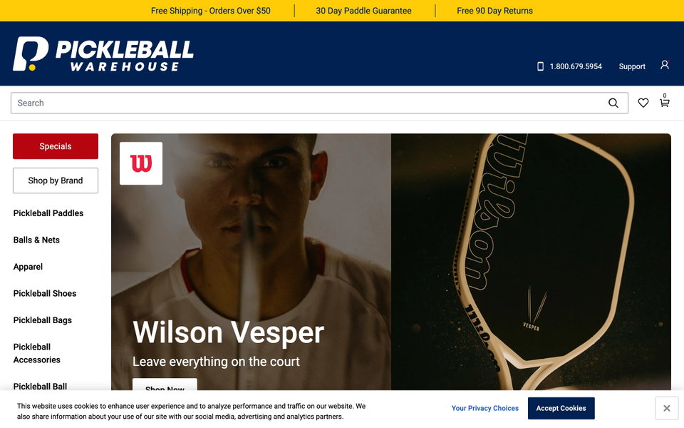 Pickleball Warehouse website