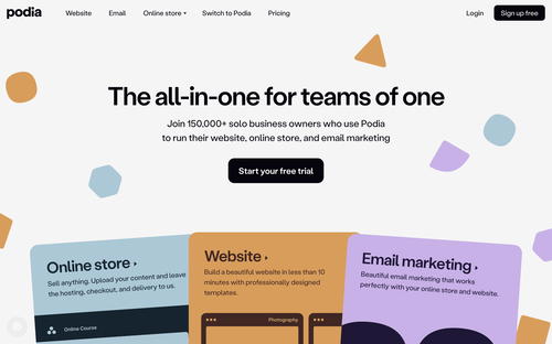 Podia website screenshot