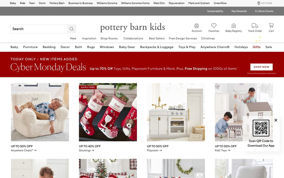 Pottery Barn Kids website