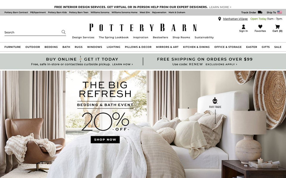 Pottery Barn website