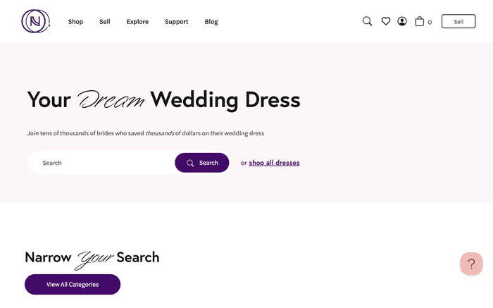 PreOwnedWeddingDresses.com screenshot