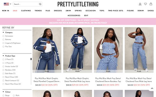 PrettyLittleThing website screenshot