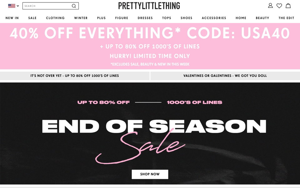 PrettyLittleThing website