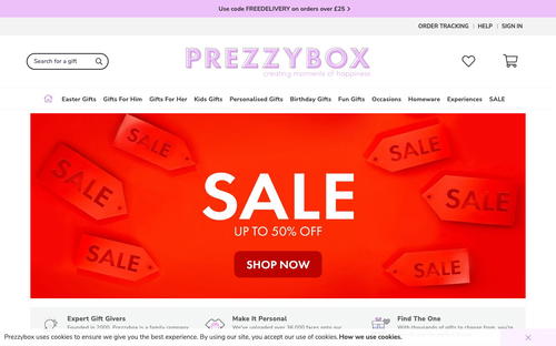 Prezzybox website screenshot