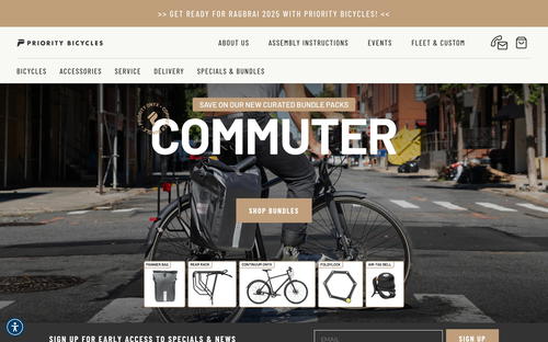 Priority Bicycles website screenshot