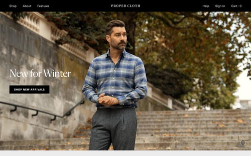 Proper Cloth website screenshot