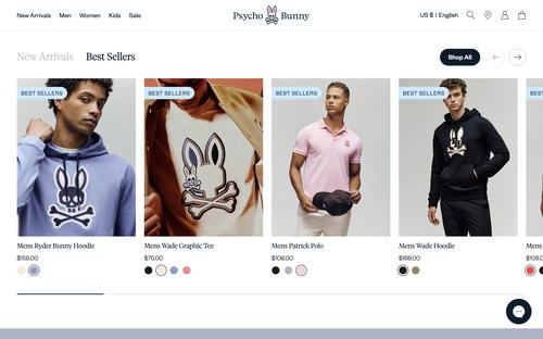Psycho Bunny website screenshot