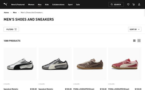 PUMA website screenshot