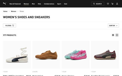 PUMA website screenshot