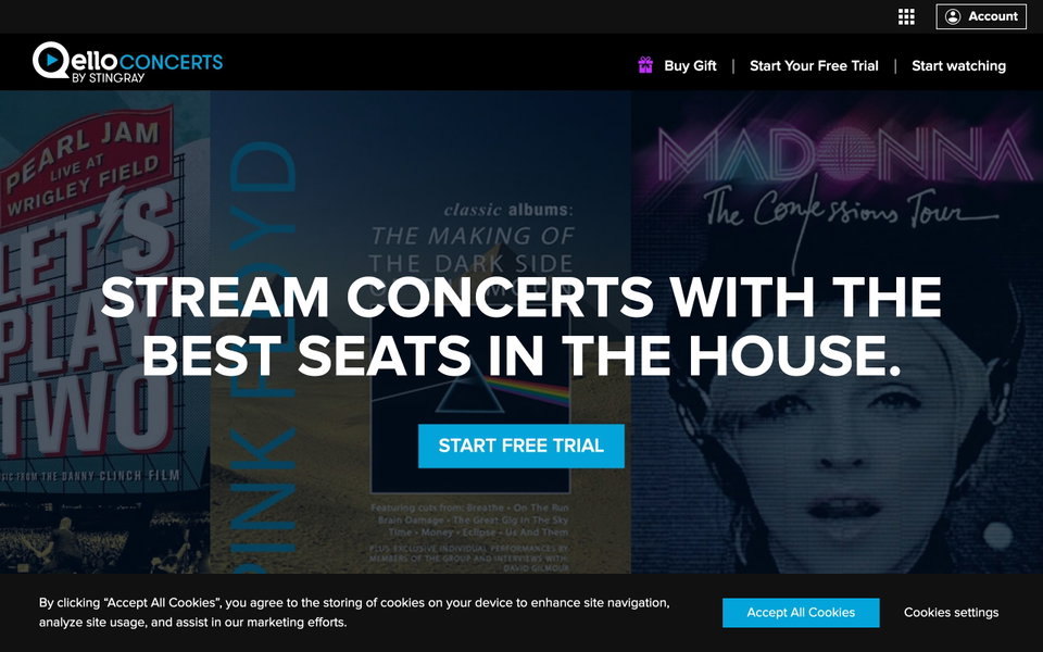 Qello Concerts website