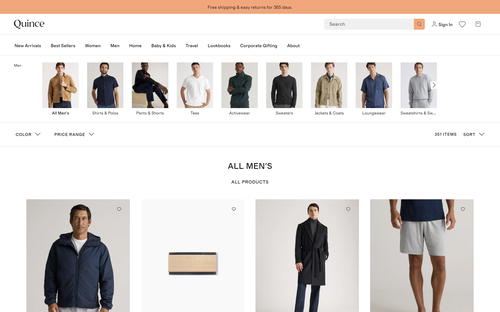 Quince website screenshot