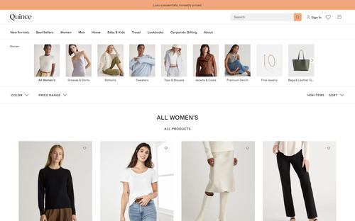 Quince website screenshot