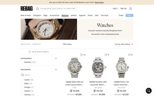 Rebag website screenshot
