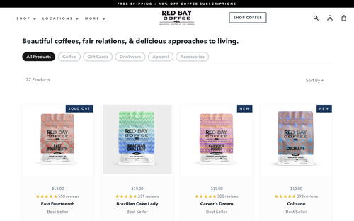 Red Bay Coffee website screenshot