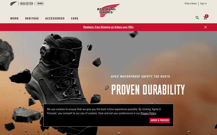 Red Wing Shoes screenshot