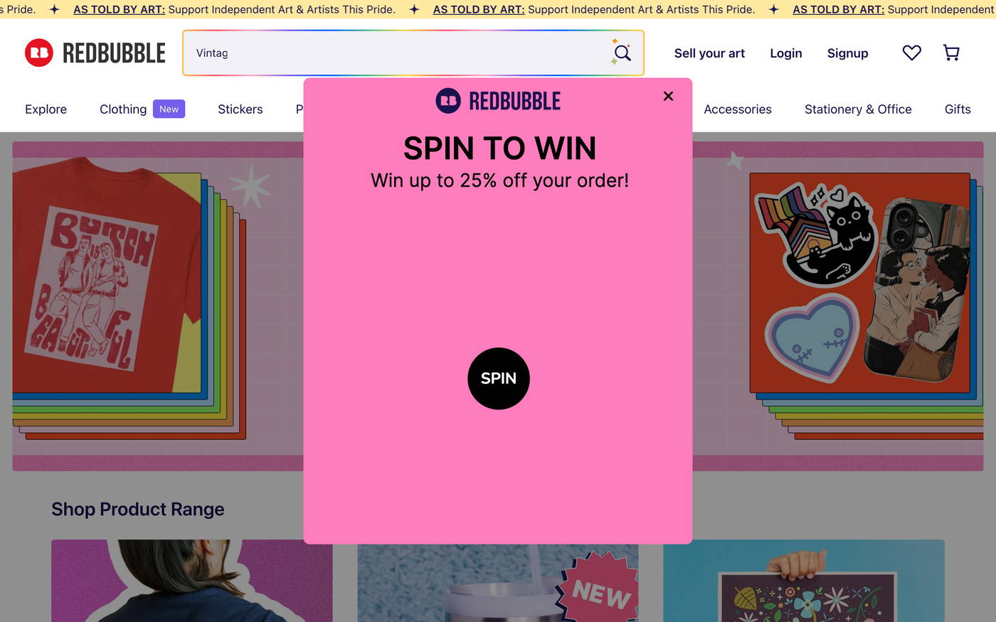 Redbubble screenshot