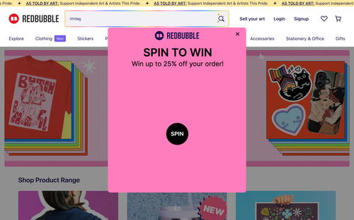 Redbubble website screenshot
