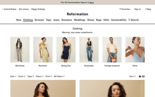 Reformation website screenshot