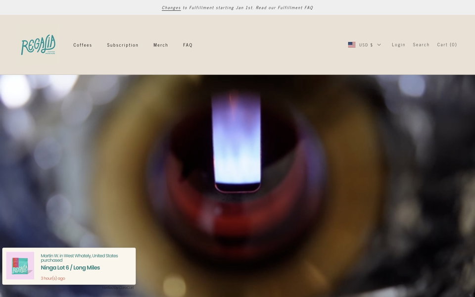 Regalia Coffee website
