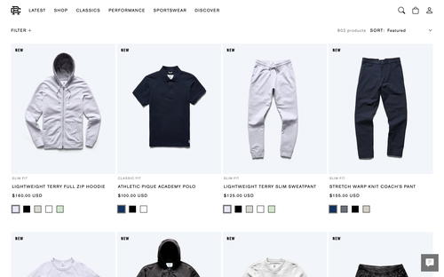 Reigning Champ website screenshot