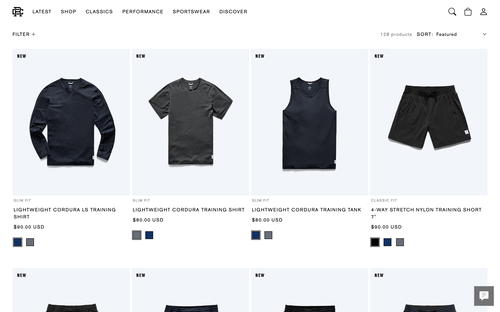 Reigning Champ website screenshot