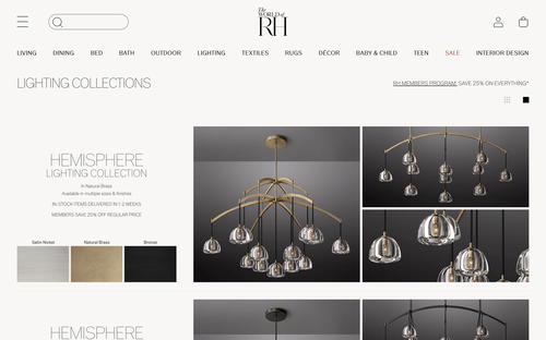 Restoration Hardware website screenshot