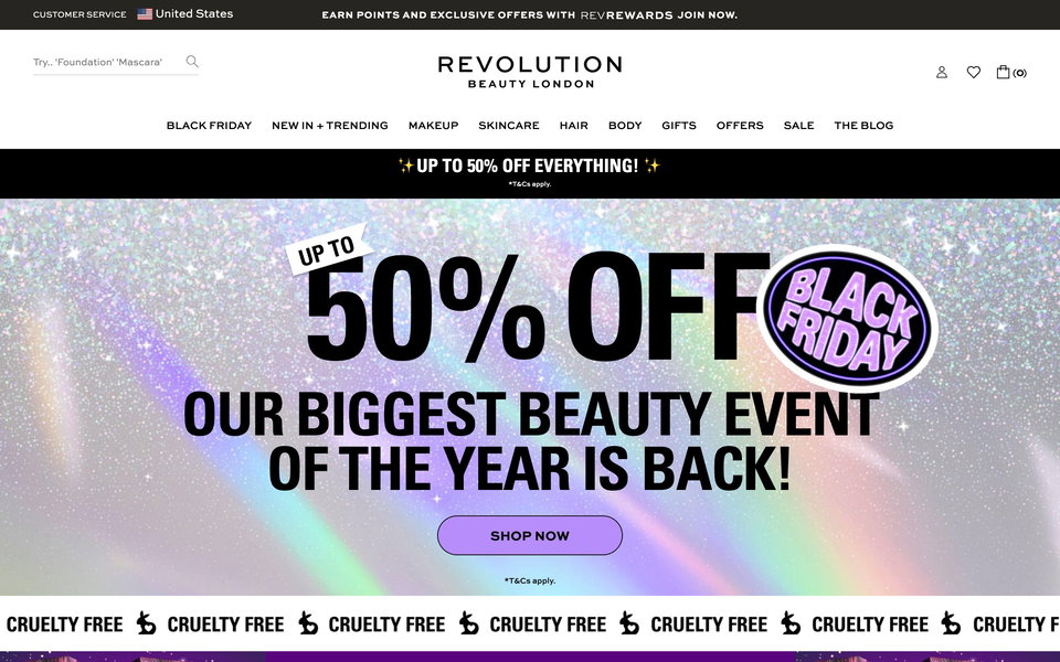 Revolution Beauty website