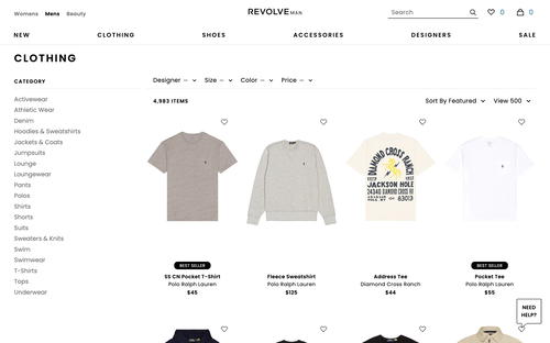 REVOLVE website screenshot