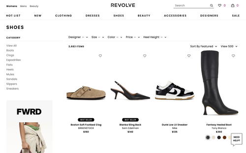 REVOLVE website screenshot