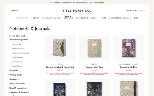 Rifle Paper Co. website screenshot