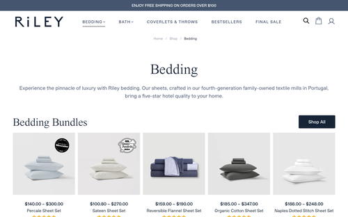 Riley Home website screenshot