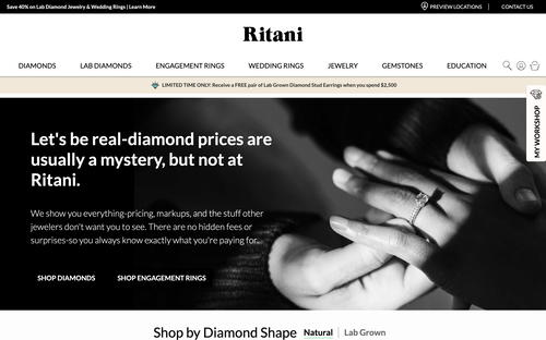 Ritani website screenshot