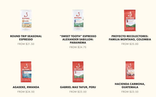 Ritual Coffee Roasters website screenshot
