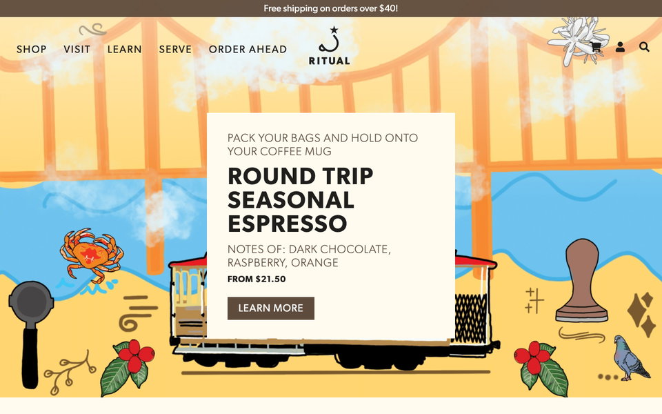 Ritual Coffee Roasters website