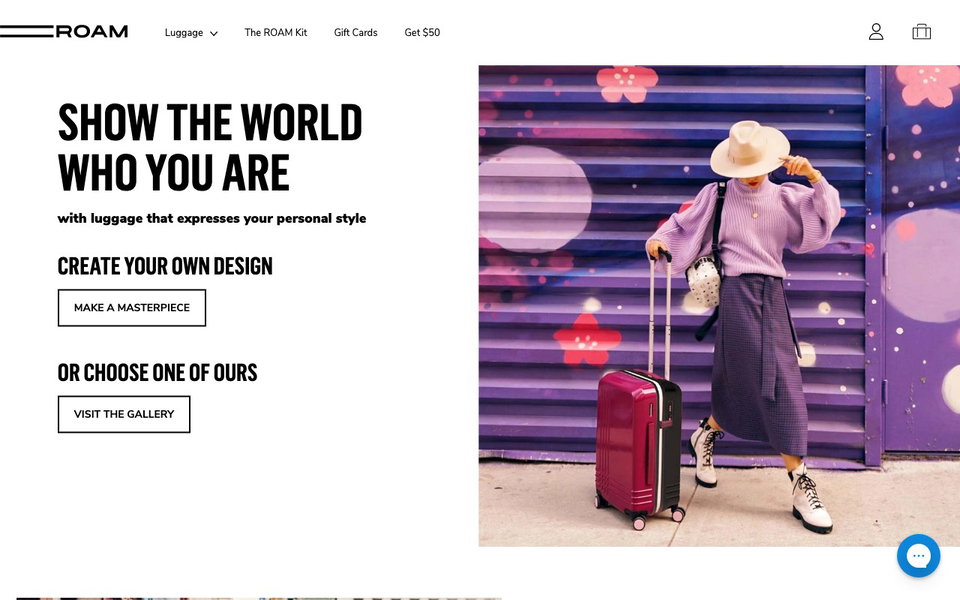 ROAM Luggage website