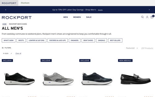 Rockport website screenshot
