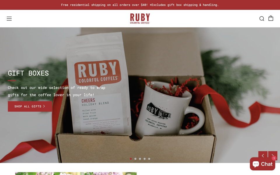 Ruby Coffee Roasters website