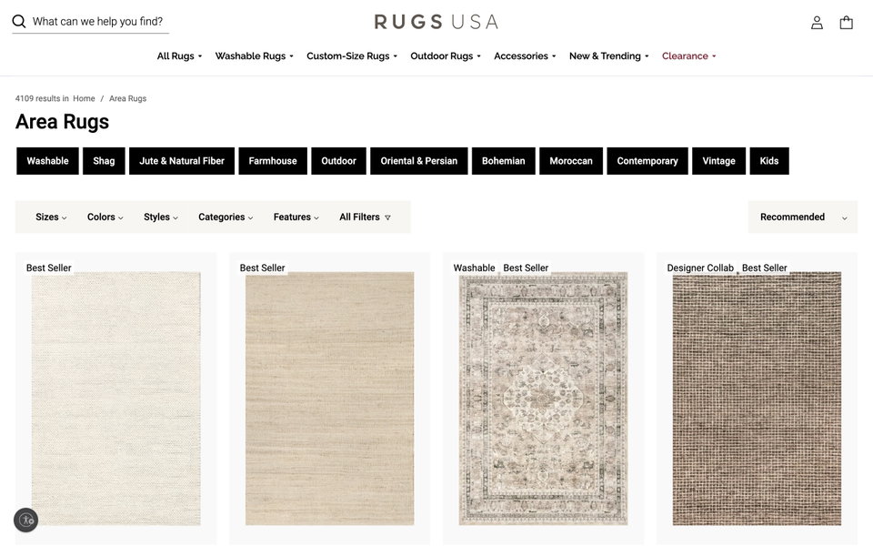 Rugs USA website