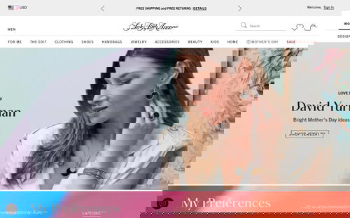 Saks Fifth Avenue website screenshot