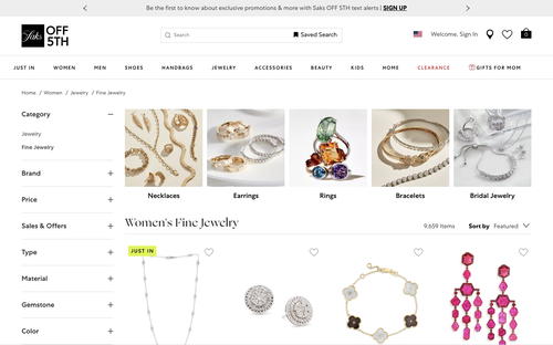 Saks Off 5th website screenshot