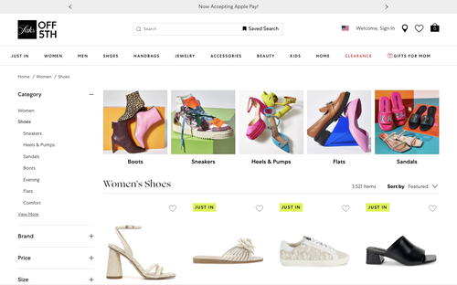 Saks Off 5th website screenshot