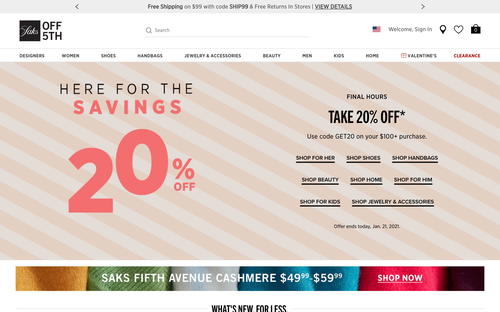 Saks Off 5th website