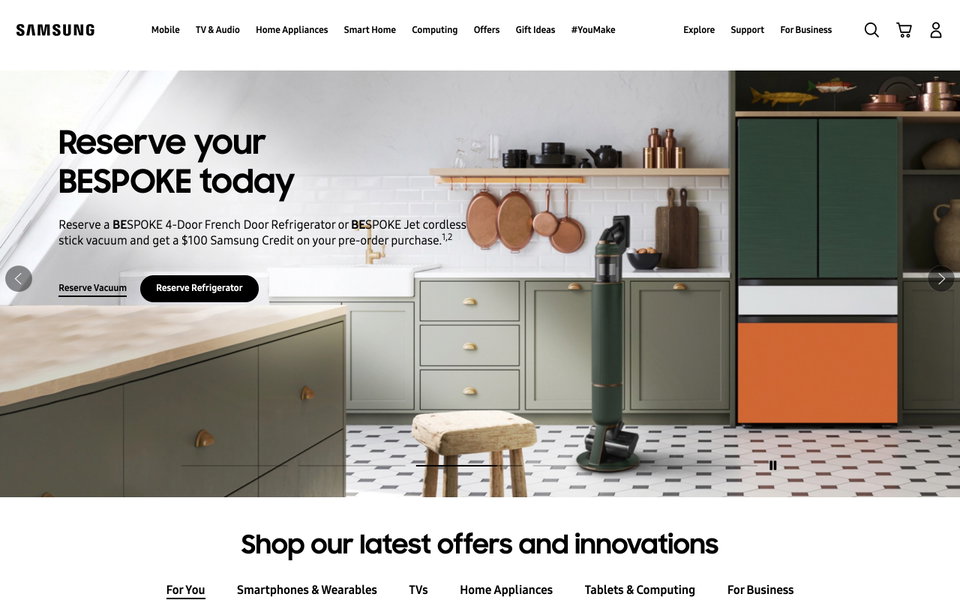 Samsung US website